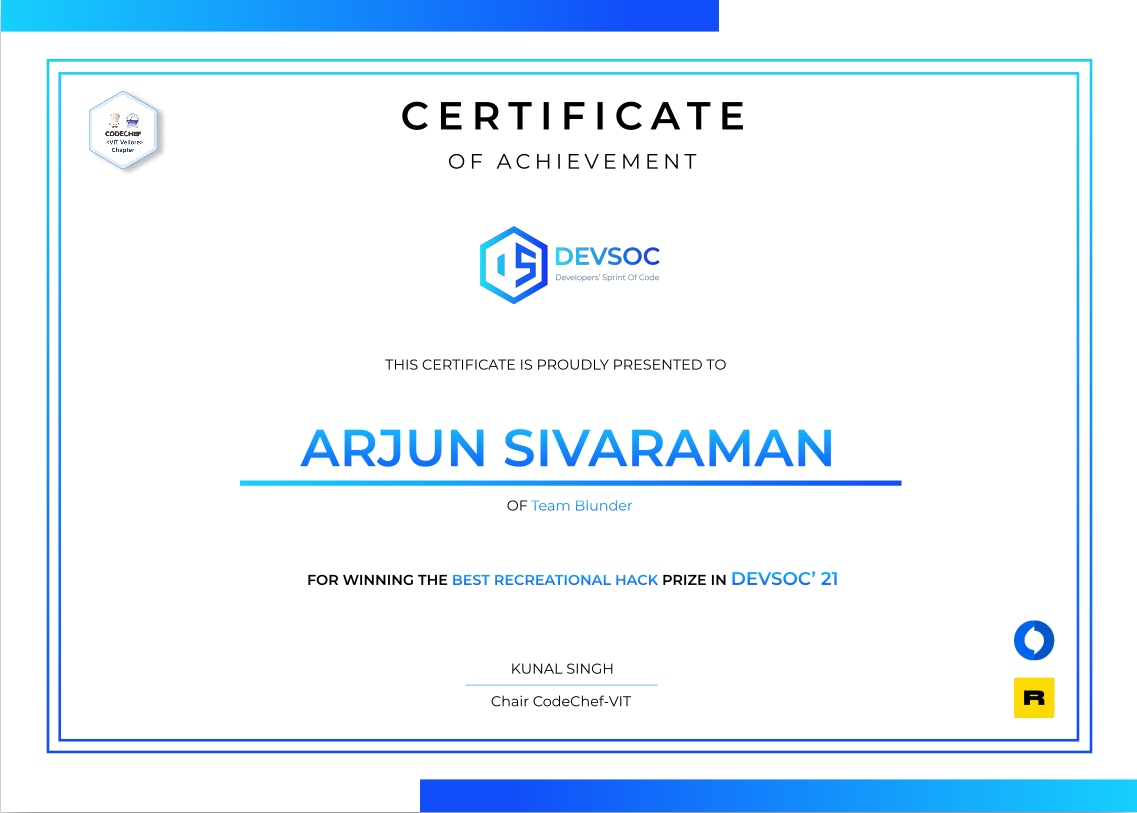 DevSOC 2021 Certificate